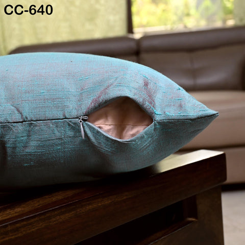 Iridescent Blue Red Silk Lumbar Pillow Cover: Handmade Dupioni Sham