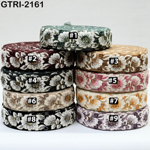 9 Yard Embroidery 3cm Ribbons Fabric Trim Indian Embroidered DIY Crafting Border Sewing Beach Tote Bag Shoe Making Costume Holiday Ornaments