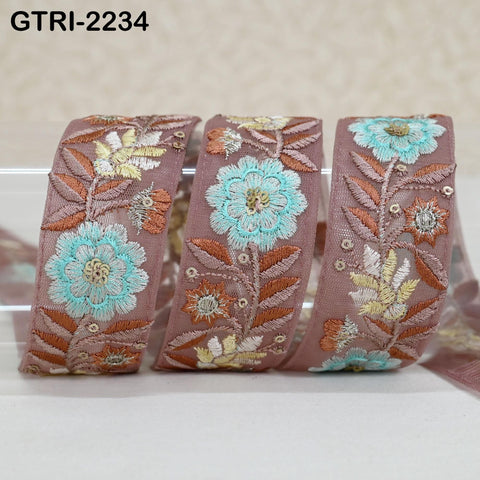 9 Yard Embroidery Trim Ribbon Tapes | Embroidered Fabric Sari Border | Gift Wrapping Lace Embellishment DIY Sewing Crafting Dog Collars 35mm