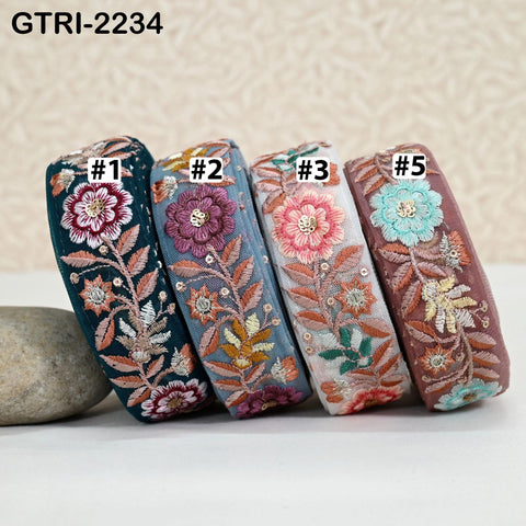 9 Yard Embroidery Trim Ribbon Tapes | Embroidered Fabric Sari Border | Gift Wrapping Lace Embellishment DIY Sewing Crafting Dog Collars 35mm