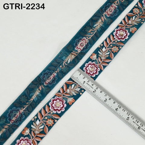9 Yard Embroidery Trim Ribbon Tapes | Embroidered Fabric Sari Border | Gift Wrapping Lace Embellishment DIY Sewing Crafting Dog Collars 35mm