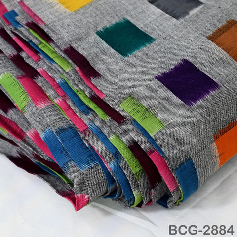 Handloom Ikat Cotton Fabric by the Yard Indian Handwoven Yarn Dyed Kids Summer Dresses Women Apparel Home Furnishing Curtains Pillowcases