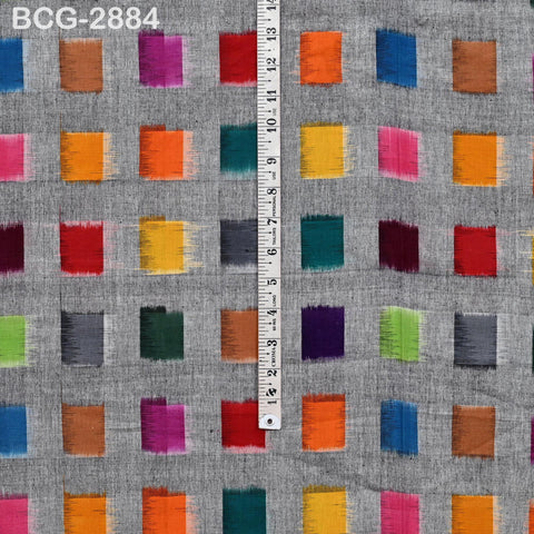 Handloom Ikat Cotton Fabric by the Yard Indian Handwoven Yarn Dyed Kids Summer Dresses Women Apparel Home Furnishing Curtains Pillowcases