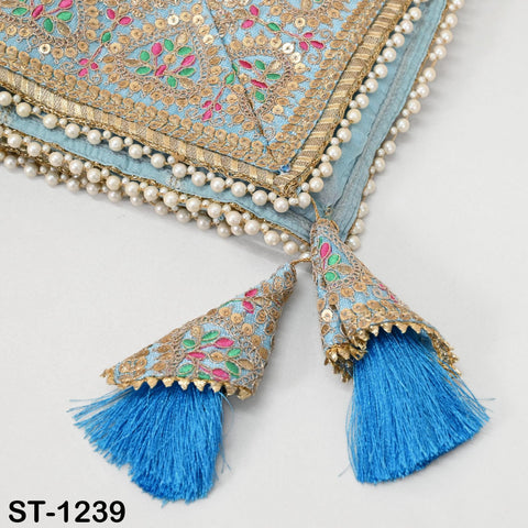 Sky Blue Dupatta Handcrafted Chiffon Indian Bridal Wedding lehenga Heavy Chunni Veil Gota Patti Sequin Scarf Dress Gift Her Bridesmaid