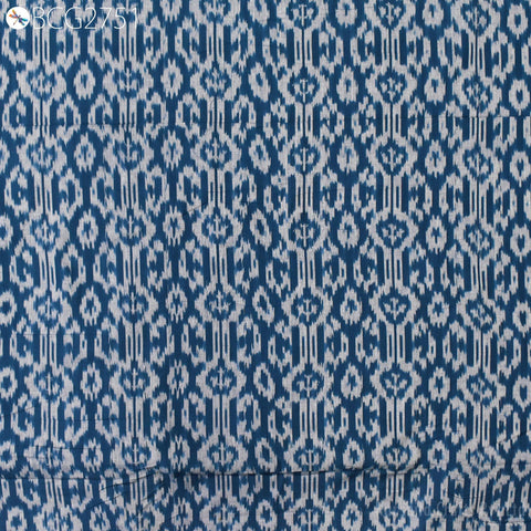 Blue Indian Ikat Cotton Fabric by the yard 2/60 Handwoven Kids Summer Dresses Handloom Home Decor Quilting Crafting Sewing Drapery Curtains
