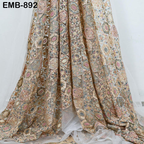 Embroidered Fabric by yard On Tulle Sewing Crafting Indian Embroidery Bride Wedding Dress Victorian Costumes Renaissance Dresses Tutu Maker