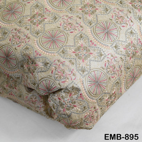 Ivory Embroidery Fabric by the yard Sewing Crafting Indian Wedding Dress Regency Reticules Victorian Handbags Marie Antoinette Junk Journals