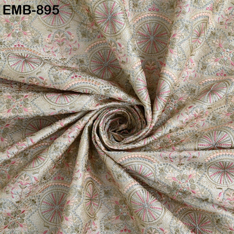 Ivory Embroidery Fabric by the yard Sewing Crafting Indian Wedding Dress Regency Reticules Victorian Handbags Marie Antoinette Junk Journals