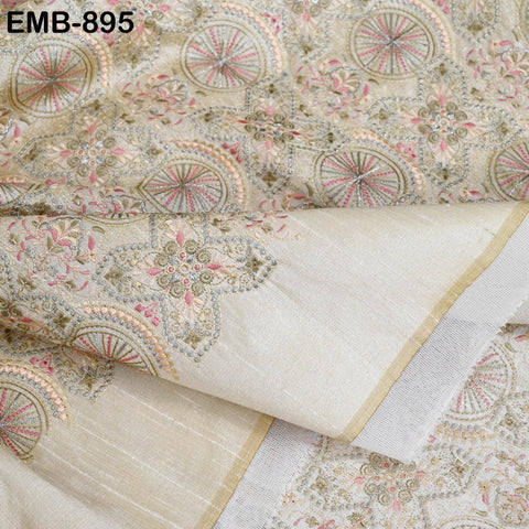 Ivory Embroidery Fabric by the yard Sewing Crafting Indian Wedding Dress Regency Reticules Victorian Handbags Marie Antoinette Junk Journals