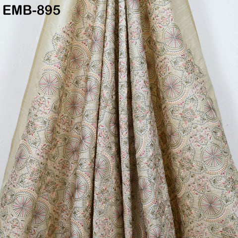 Ivory Embroidery Fabric by the yard Sewing Crafting Indian Wedding Dress Regency Reticules Victorian Handbags Marie Antoinette Junk Journals