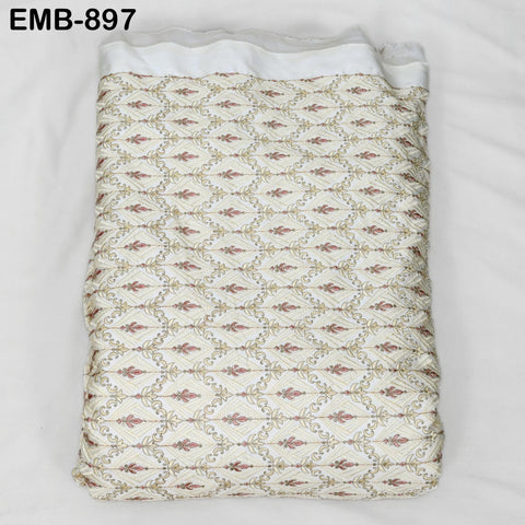 Ivory Embroidered Fabric by the yard Sewing DIY Crafting Embroidery Wedding Costumes Dolls Tote Bag Renaissance Dress Home Decor Upholstery