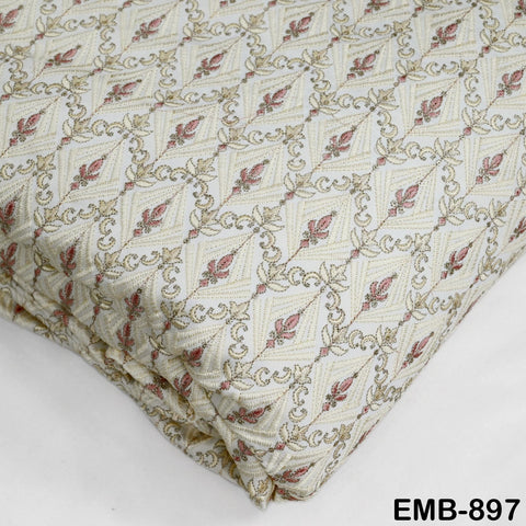 Ivory Embroidered Fabric by the yard Sewing DIY Crafting Embroidery Wedding Costumes Dolls Tote Bag Renaissance Dress Home Decor Upholstery