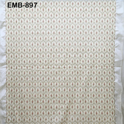 Ivory Embroidered Fabric by the yard Sewing DIY Crafting Embroidery Wedding Costumes Dolls Tote Bag Renaissance Dress Home Decor Upholstery