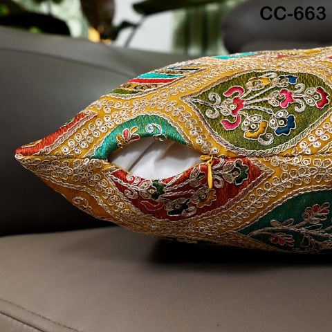 Embroidered Pillowcase | Indian Handmade Embroidery Throw Pillow cover Decorative Body Sham, Cushion Cover Boho Home Decor HouseWarming Gift