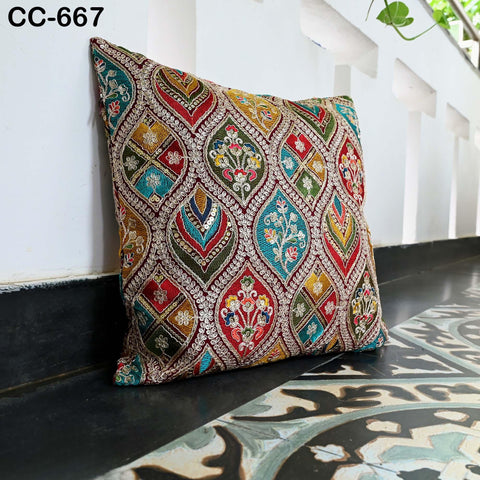 Embroidered Pillowcase | Indian Handmade Embroidery Throw Pillow cover Decorative Body Sham, Cushion Cover Boho Home Decor HouseWarming Gift