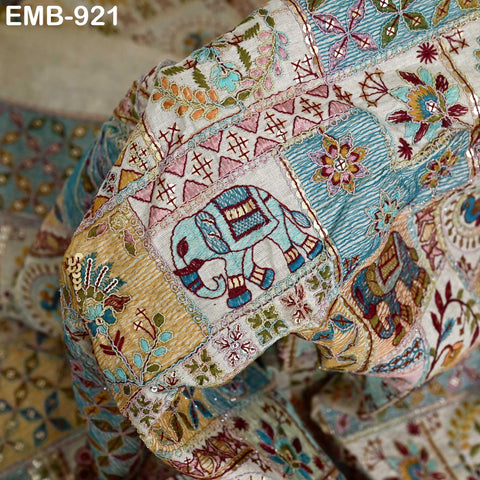 Indian Embroidered Unbleached Cotton Fabric by the Yard Flex Cotton Summer Longline Jackets Women Dresses Theatrical Costumes Waistcoats