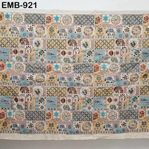 Indian Embroidered Unbleached Cotton Fabric by the Yard Flex Cotton Summer Longline Jackets Women Dresses Theatrical Costumes Waistcoats