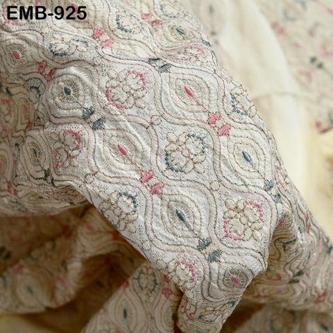 Embroidered Fabric by the yard Sewing DIY Crafting Indian Embroidery Wedding Dress Victorian Costumes Waistcoats Bags Table Runners Blouses