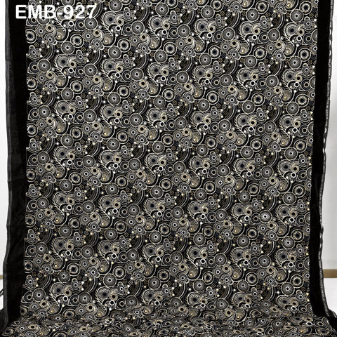 Black Indian Embroidered Velvet Fabric by the yard Sewing DIY Crafting Wedding Shift Dresses Theatrical Costumes Longline Jackets Waistcoats