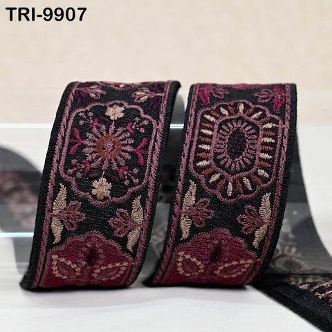 9 Yard Black 4cm Embroidery Trims Ribbon Indian Sari Border Embroidered Crafting Sewing Costume Tote Bags Tablecloth Lampshade Home Decor