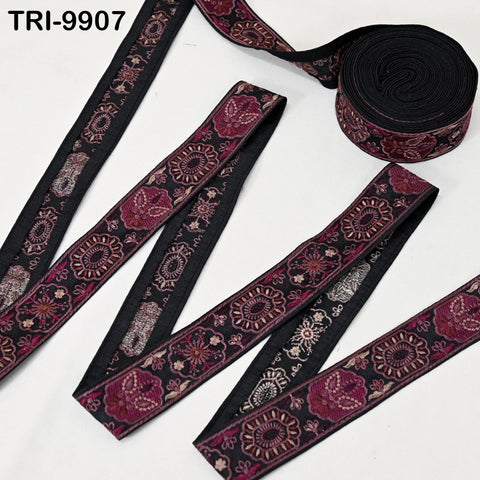9 Yard Black 4cm Embroidery Trims Ribbon Indian Sari Border Embroidered Crafting Sewing Costume Tote Bags Tablecloth Lampshade Home Decor