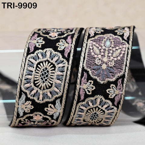 9 Yard Indian Ribbon Embellishment Embroidery Fabric 4cm Trim Embroidered Dog Collars Crafting Costumes Wedding Dress Beach Bag, Shoe making