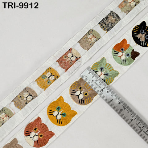 9 Yard Indian Cat Embroidery Ribbon 5cm Trim Sari Border Crafting Embroidered Decorative Costumes Designing Curtains Home Decor Trimmings
