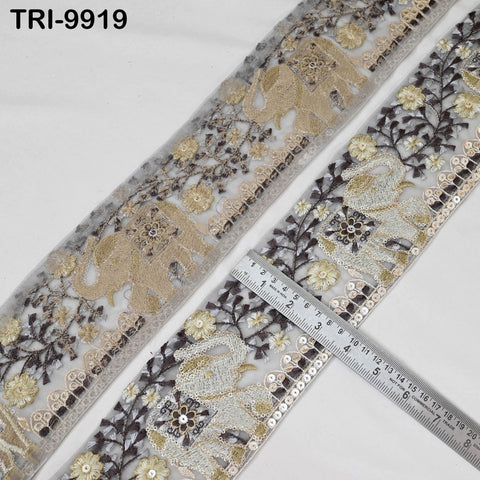 9 Yard Embroidery 9cm Elephants Ribbons Trims Embroidered Fabric Saree Border Theatrical Costumes Crafting Sewing Holidays Decorations