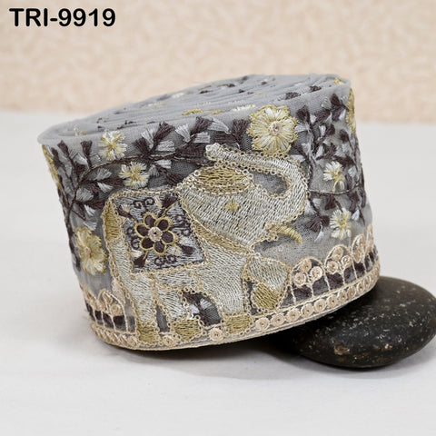 9 Yard Embroidery 9cm Elephants Ribbons Trims Embroidered Fabric Saree Border Theatrical Costumes Crafting Sewing Holidays Decorations