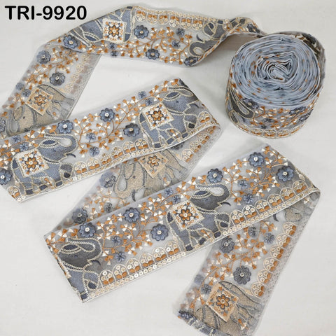 3 Yard Theatrical Costumes Crafting Sewing Holidays Decorations Embroidery 90mm Elephants Ribbons Trims Embroidered Fabric Saree Border