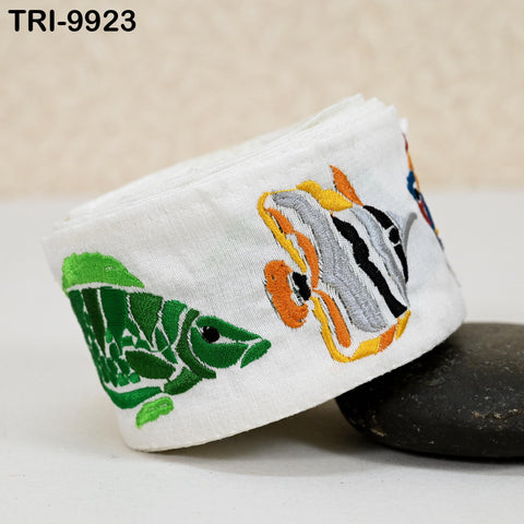 3 Yard Indian Decorative Costumes Curtains Home Decor Trimmings White Embroidery Ribbon 60mm Trim Sari Border Crafting Embroidered