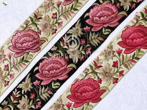 9 Yard Embroidered 6CM Fabric Trim Floral Saree Border DIY Crafting Sewing Ribbon Beach Bag Home Decor Embellishment Tape Drapery Home Decor