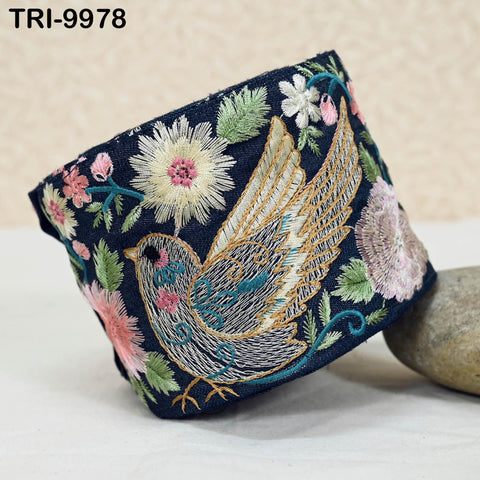 9 Yard Embroidery Pigeon Bird Ribbons Trims Embroidered Denim Fabric Border Theatrical Costumes Christmas Sewing Holiday Decorations 9 cm