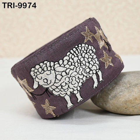 9 Yard Embroidery Ribbon Trims Embroidered Sheep Fabric Border Crafting Theatrical Costumes Christmas Sewing Holiday Decorations 6 cm Brown