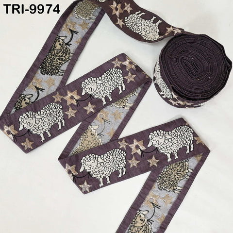 9 Yard Embroidery Ribbon Trims Embroidered Sheep Fabric Border Crafting Theatrical Costumes Christmas Sewing Holiday Decorations 6 cm Brown
