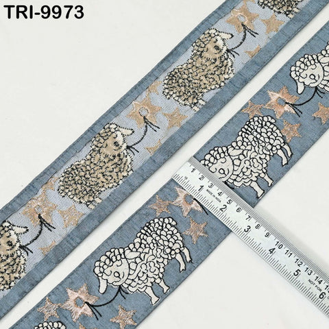 9 Yard Embroidery Ribbon Trims Embroidered Sheep Fabric Border Crafting Theatrical Costumes Christmas Sewing Holiday Decorations 6 cm Grey
