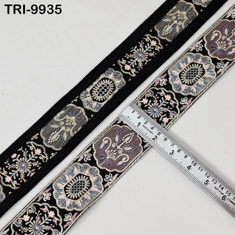 9 Yard Black 5 cm Embroidery Trims Ribbons Indian Sari Border Embroidered Crafting Sewing Costume Tote Bags Tablecloth Lampshade Home Decor