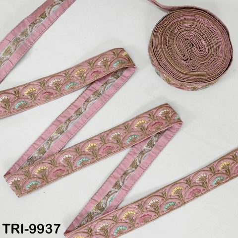 9 Yard Pink 4 cm Embroidery Trims Ribbon Indian Sari Border Embroidered Crafting Sewing Costume Tote Bags Tablecloth Lampshade Home Decor