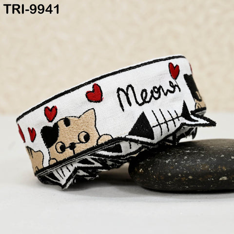 3 Yard Indian Crafting Embroidered Decorative Costumes Designing Curtains Home Decor Trimmings Embroidery Ribbon 5cm Cat Trim Sari Border