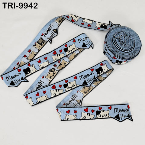 9 Yard Indian Embroidery Ribbon 5cm Cat Trim Sari Border Crafting Embroidered Decorative Costumes Designing Curtains Home Decor Trimmings