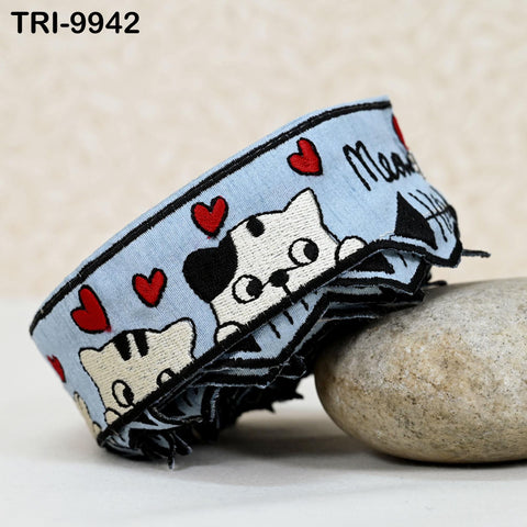 3 Yard Indian Embroidery Ribbon Designing Curtains Home Decor Trimmings 5cm Cat Trim Sari Border Crafting Embroidered Decorative Costumes