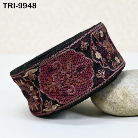 9 Yard Black 5 cm Embroidery Trims Ribbons Indian Sari Border Embroidered Crafting Sewing Costume Tote Bags Tablecloth Lampshade Home Decor