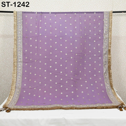 Lavender Georgette Dupatta for women, Bridal Wedding lehenga Chunni/Veil Sequin Scarf Indian Ethnic Dress Stole Ideal Gift Bridesmaid