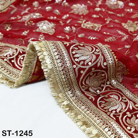 Maroon Georgette Designer Dupatta for women, Bridal Wedding lehenga Chunni/Veil Sequin Scarf Indian Ethnic Dress Stole Ideal Gift Bridesmaid