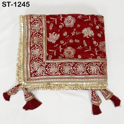 Maroon Georgette Designer Dupatta for women, Bridal Wedding lehenga Chunni/Veil Sequin Scarf Indian Ethnic Dress Stole Ideal Gift Bridesmaid