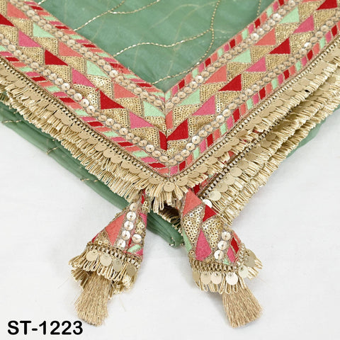 Mint Organza Designer Dupatta for women, Bridal Wedding lehenga Chunni/Veil Beads Sequin Scarf Indian Ethnic Dress Stole Gift Bridesmaid