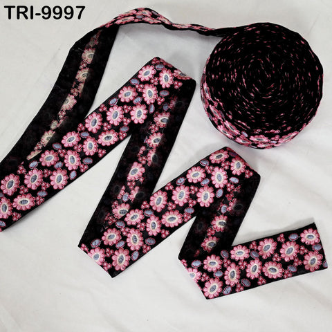 9 Yard Indian Embroidery Ribbons 5cm Trim Border Embroidered Crafting Tote Bag Theatrical Costumes Christmas Holiday Ornaments Home Pink