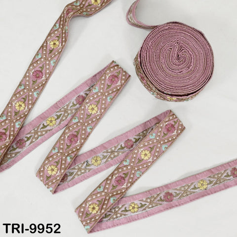 9 Yard Pink 4 cm Embroidery Trims Ribbon Indian Sari Border Embroidered Crafting Sewing Costume Tote Bags Tablecloth Home Decor Lampshade