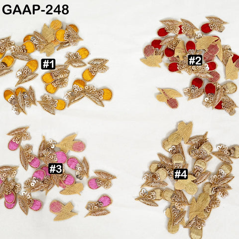 20 Pc Gold Red Patches | 3.5 cm Flower Applique | Indian Craft Supplies for DIY Sewing, Home Décor, Jewelry Making & Creative Project