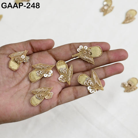 20 Pc Gold Red Patches | 3.5 cm Flower Applique | Indian Craft Supplies for DIY Sewing, Home Décor, Jewelry Making & Creative Project